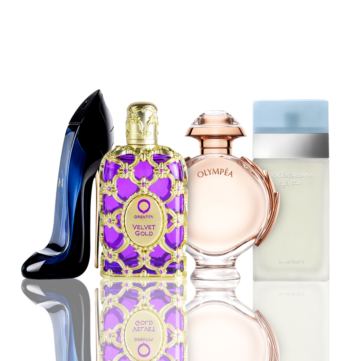 4er Parfüm-Set | Light Blue + Orientica Velvet Gold + Good Girl + Olympea 100 ml