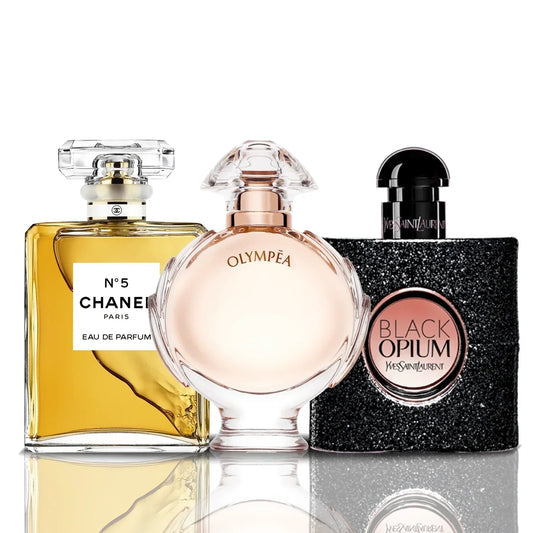 3er Parfüm-Set | Chanel N°5 + Olympea + Black Opium